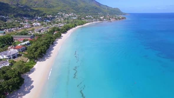 Beautiful Aerial View Of The Beach, Indian Ocean And Mountains 2, Seychelles