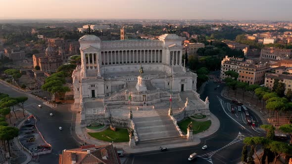 Aerial view of Vittoriano, famous landmark in Rome, Italy