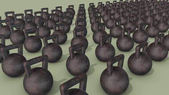 A Lot Of Kettlebell In A Row 4k