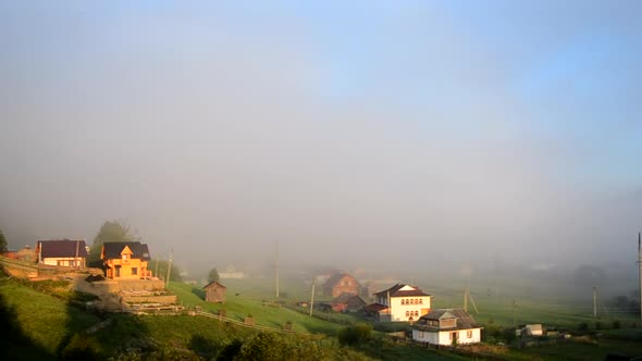 Morning Fog Dissipates in the Mountains