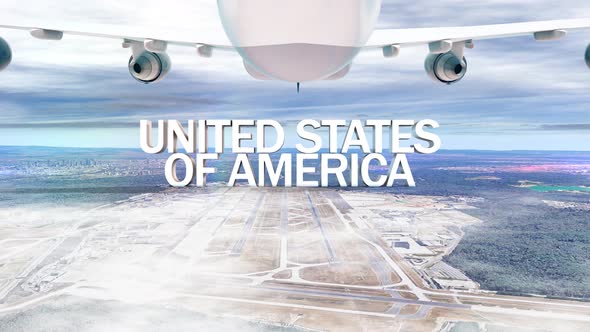 Commercial Airplane Over Clouds Arriving Country United States Of America