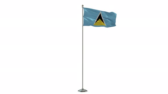 Saint Lucia Looping Of The Waving Flag Pole With Alpha