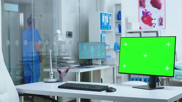 Monitor with Green Screen in Hospital