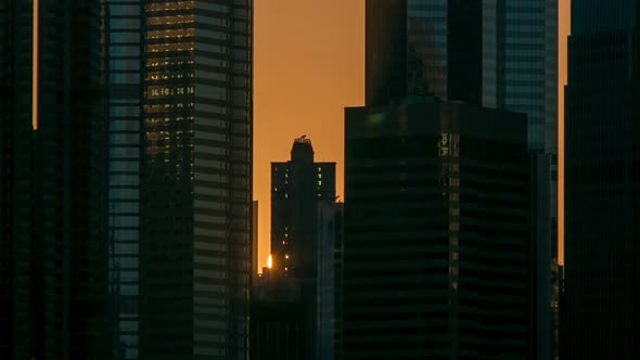 Sunset and Silhouettes of Buildings Timelapse