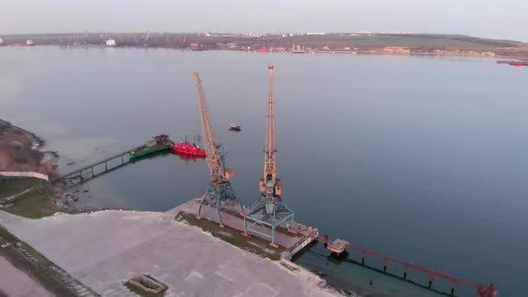 Flying Around Two Old Industrial Cranes