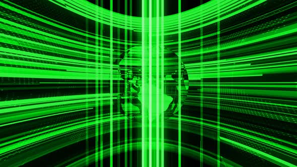 Technology Green Color Cyberpunk Hologram Earth Animated