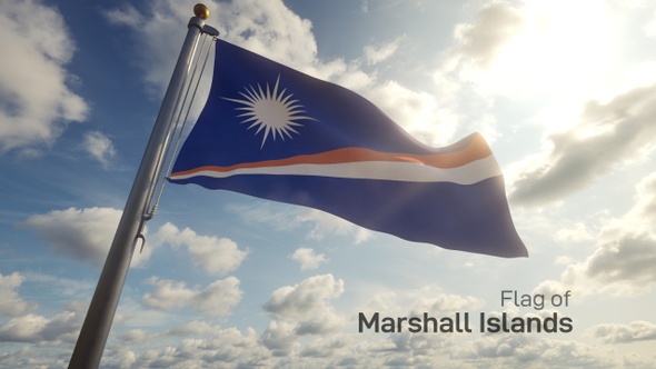 Marshall Islands Flag on a Flagpole