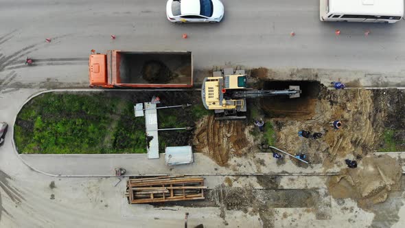 Construction of the road in Krasnodar. Pipe laying in Krasnodar.