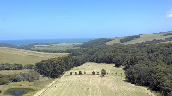 Australian Outback Farmland Aerial Flyover in the Summer