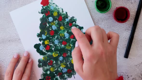 Paint with Fingers Merry Christmas Tree