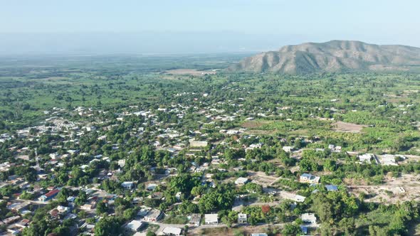 Aerial view of remote Neiba in rural Dominican Republic, high angle