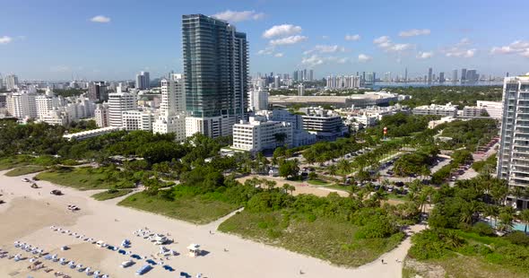 Aerial Departure Backfly Miami Beach. 5k Stock Video 