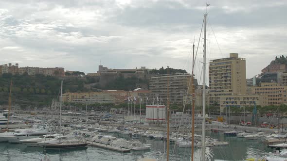 Pan left of the Hercules Port in Monaco