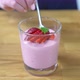 Tastes Fresh Strawberry Pudding with a Spoon - VideoHive Item for Sale