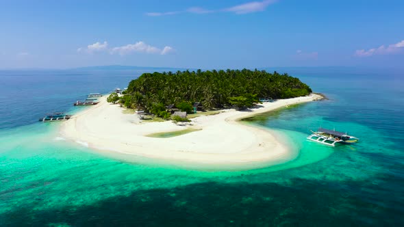 Tropical Island on a Coral Reef Top View