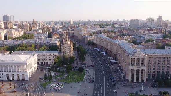 Aerial Top View of Maidan Nezalezhnosti Square