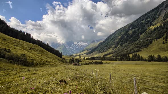 Beautiful view of the valley. Charming landscape of the Czech republic. Time lapse