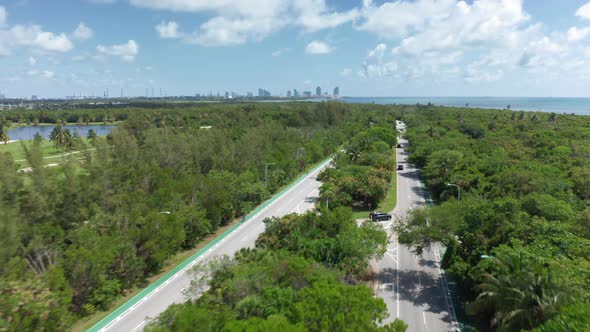  Aerial View of Park Road Passes Through the Lavish Tropical Nature 