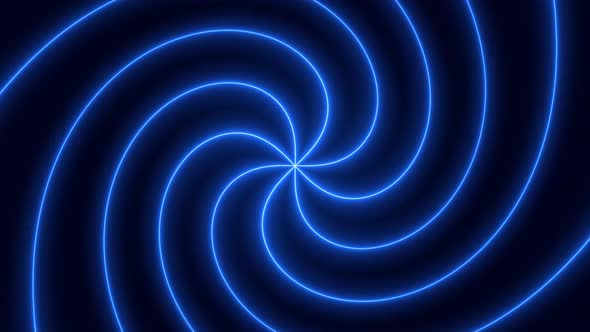 Blue Neon Glowing Spiral Hypnotic Animated Background