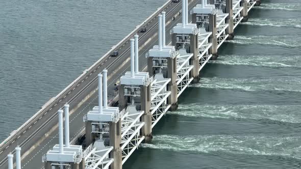 Storm Surge Barrier in the Netherlands Protecting the Mainland from Flooding