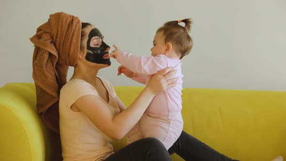 Funny Footage of Joyful Mother and Little Baby Daughter