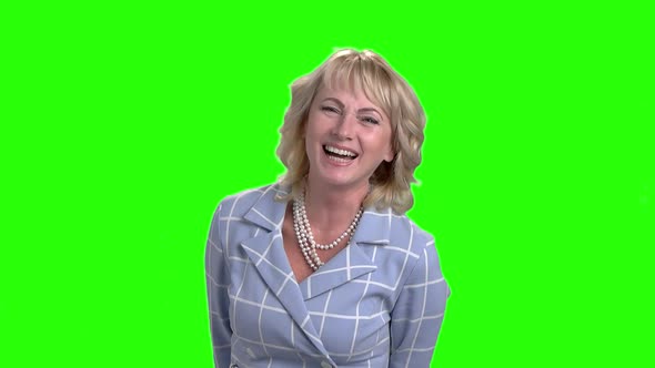 Slow Motion Mature Woman Is Laughing.