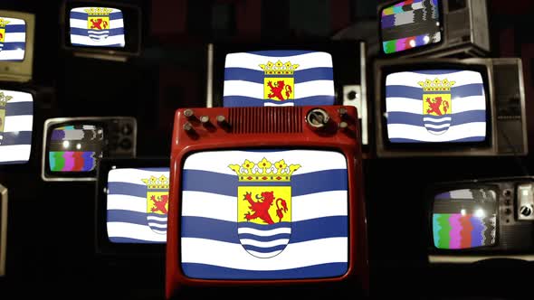 Flag Of Zeeland, province of the Netherlands, and Retro TVs.