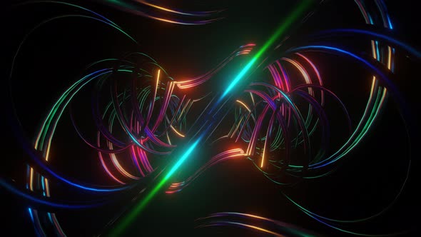 Waving Lines Rotaiting Multicolor Psychedelic Hypnotic VJ Seamless Loop