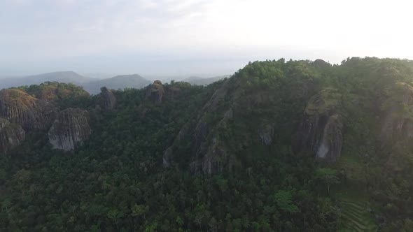 aerial view landscape of a mountain hills in the morning 