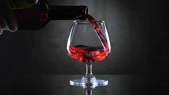 Bartender Pours Red Wine Into Glass from Bottle