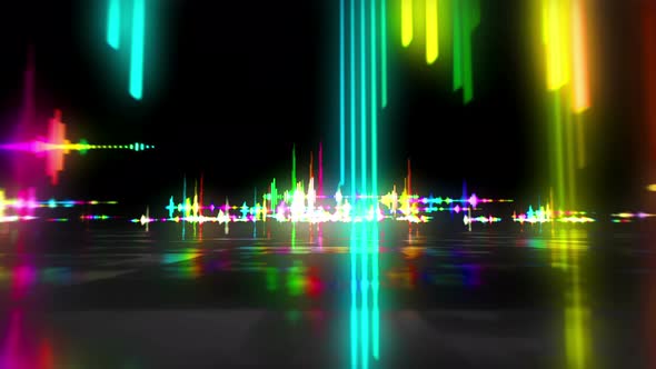 Audio spectrum music neon sign abstract loopable hyperspace