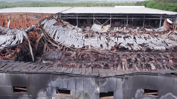 War in Ukraine  Destroyed Warehouse in Bucha