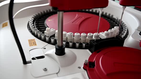 Close Up Shot of Blood Samples Spinning in Centrifuge During Fractionation Process.