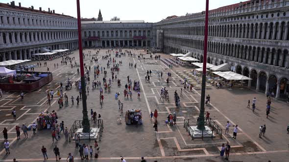 People Walking Around St Mark's Square in Venice on a Sunny Summer Day