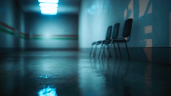 Empty Dark Hospital Laboratory Corridor alt