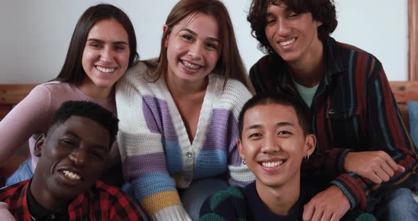 Young multiracial friends smiling on camera - Generation z and friendship concept
