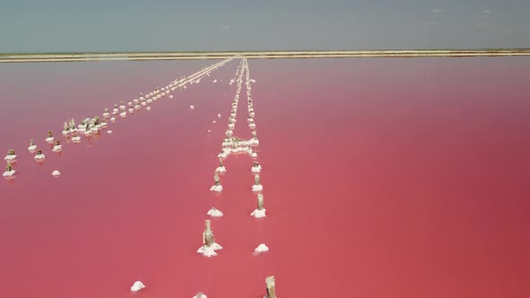 Flying Over a Pink Salt Lake