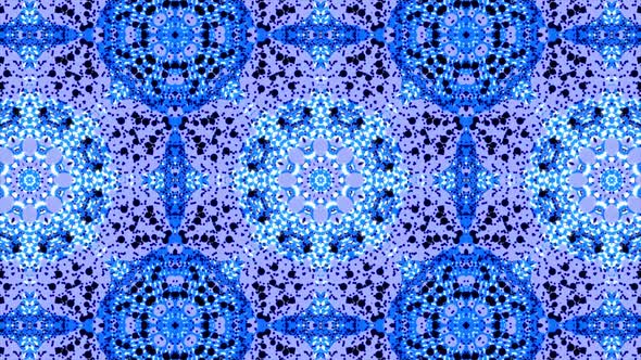 Beautiful Blue Mandala Pattern Kaleidoscope Animation,