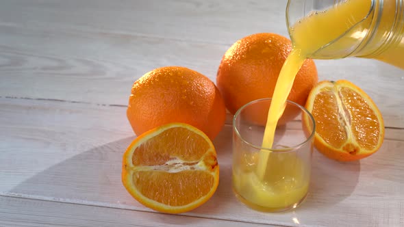 Orange Juice is Poured Into a Glass