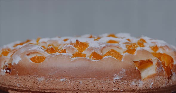 Traditional Fruit Cake on Plate Rotating