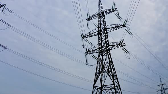 High electric towers with wires