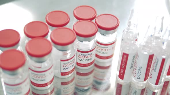 Ampoules with Doses of Coronavirus Vaccine