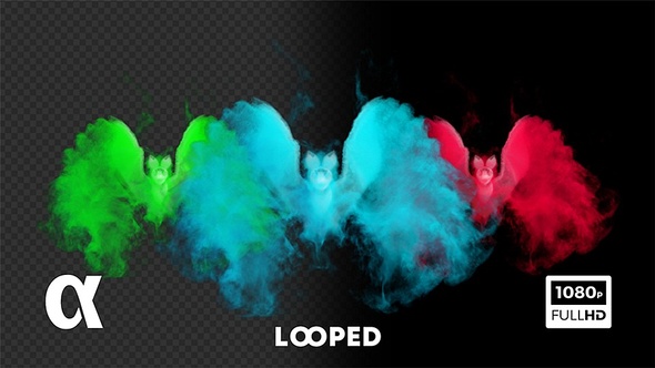 Colorful Halloween Smoky Flying Bats alt