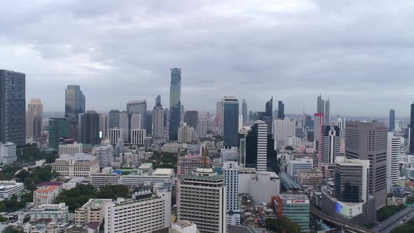 4k Aerial city view of Bangkok dowtnown, Flying over Bangkok, Thailand.