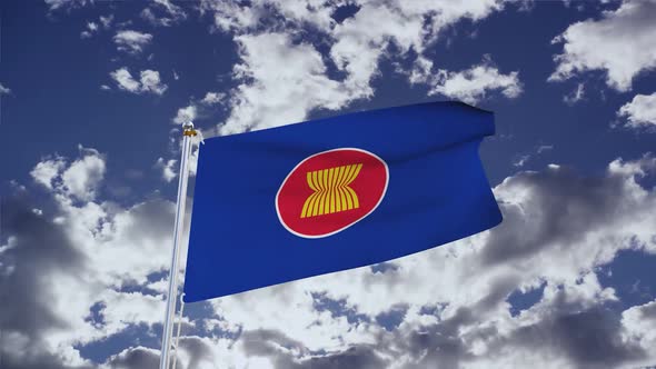 ASEAN Flag With Sky