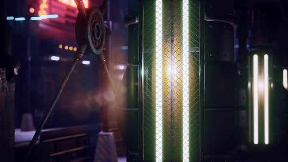 Futuristic Street with Neon Glow at Night alt