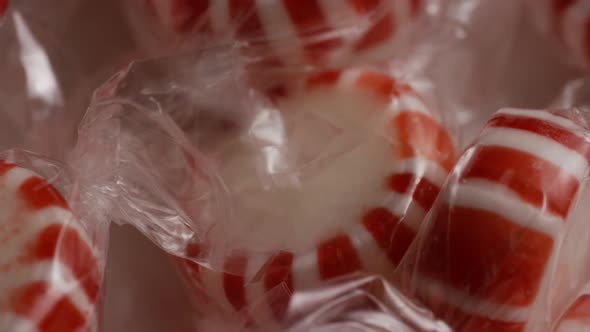 Rotating shot of peppermint candies - CANDY PEPPERMINT 013