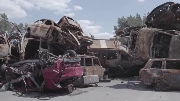 Wardestroyed Cars in Irpin Bucha District Ukraine