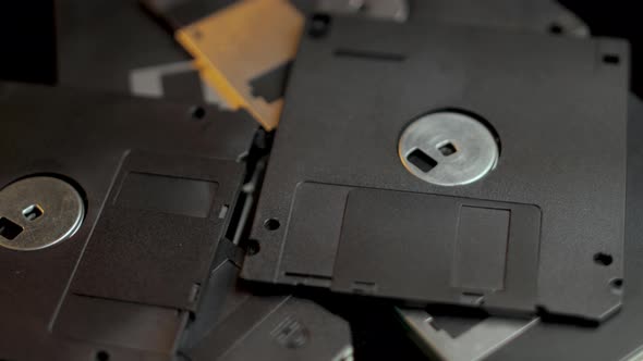 Floppy Disk Drives Vintage Portable Data Storage Close Up Full Frame