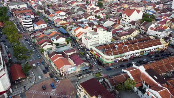 Aerial view Unesco World heritage Georgetown pf car traffic